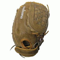 a Banana Tanned is game ready leather on this fastpitch nokona softball glove.